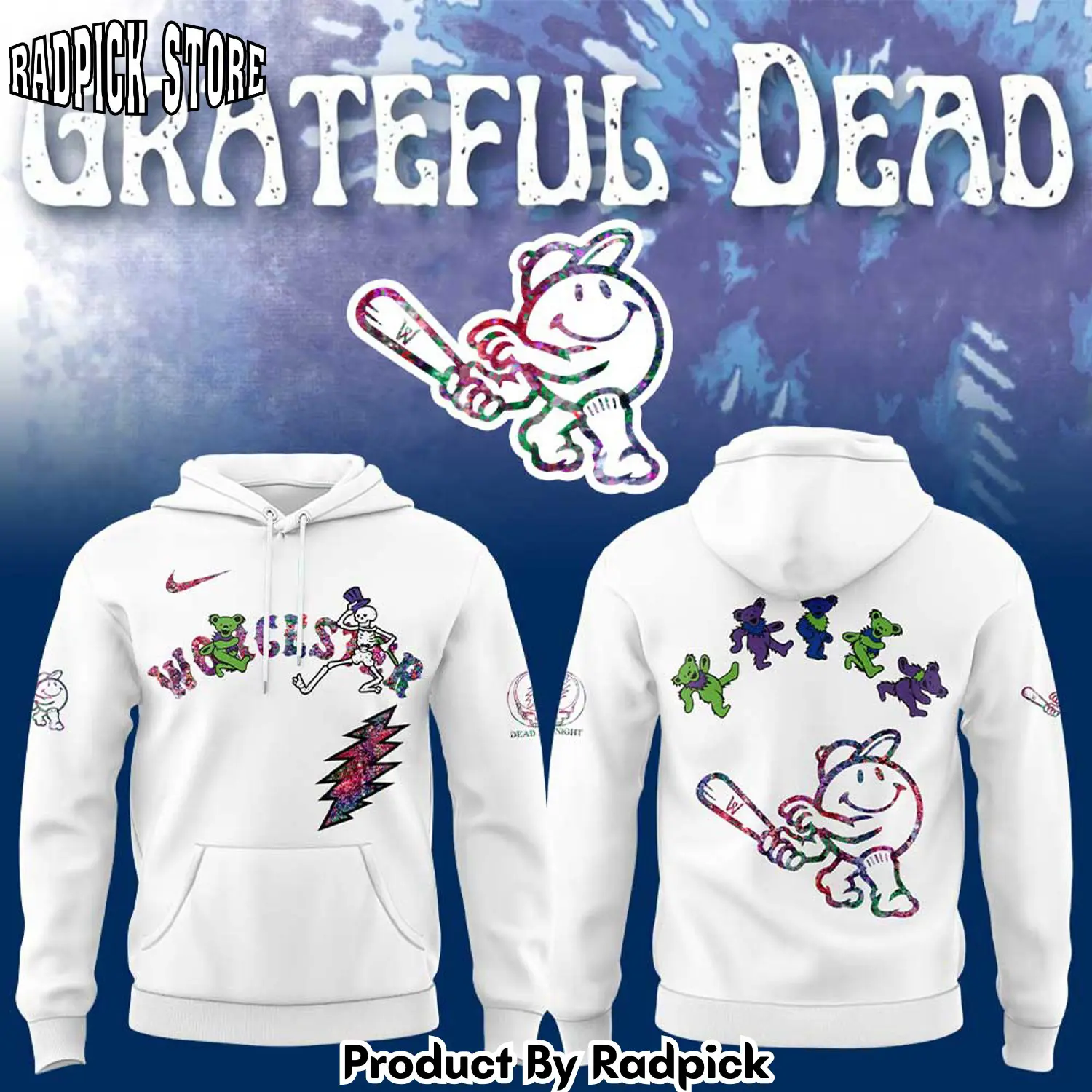Worcester red sox grateful dead night 3d hoodie jce rp2913